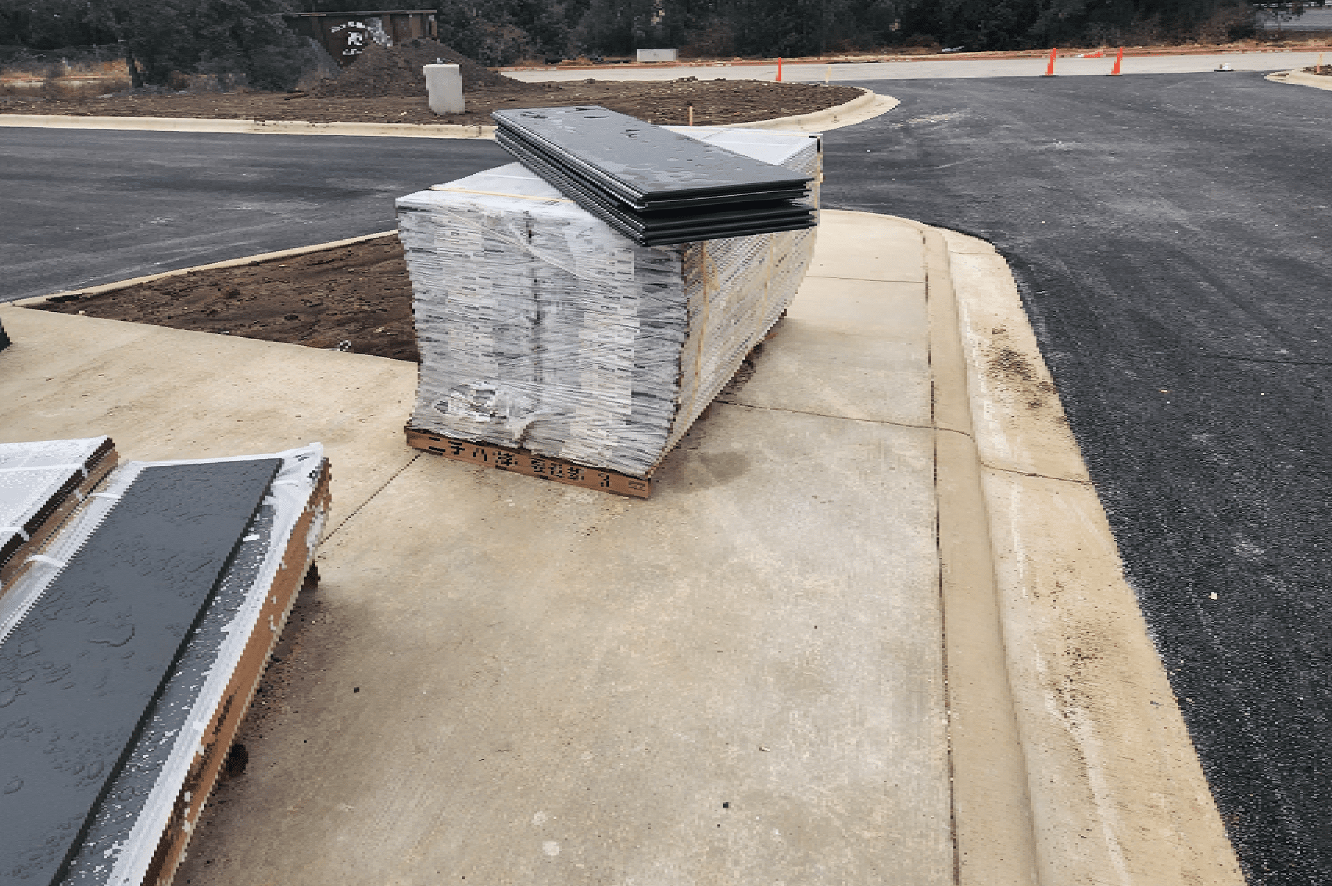 a large pile of construction materials